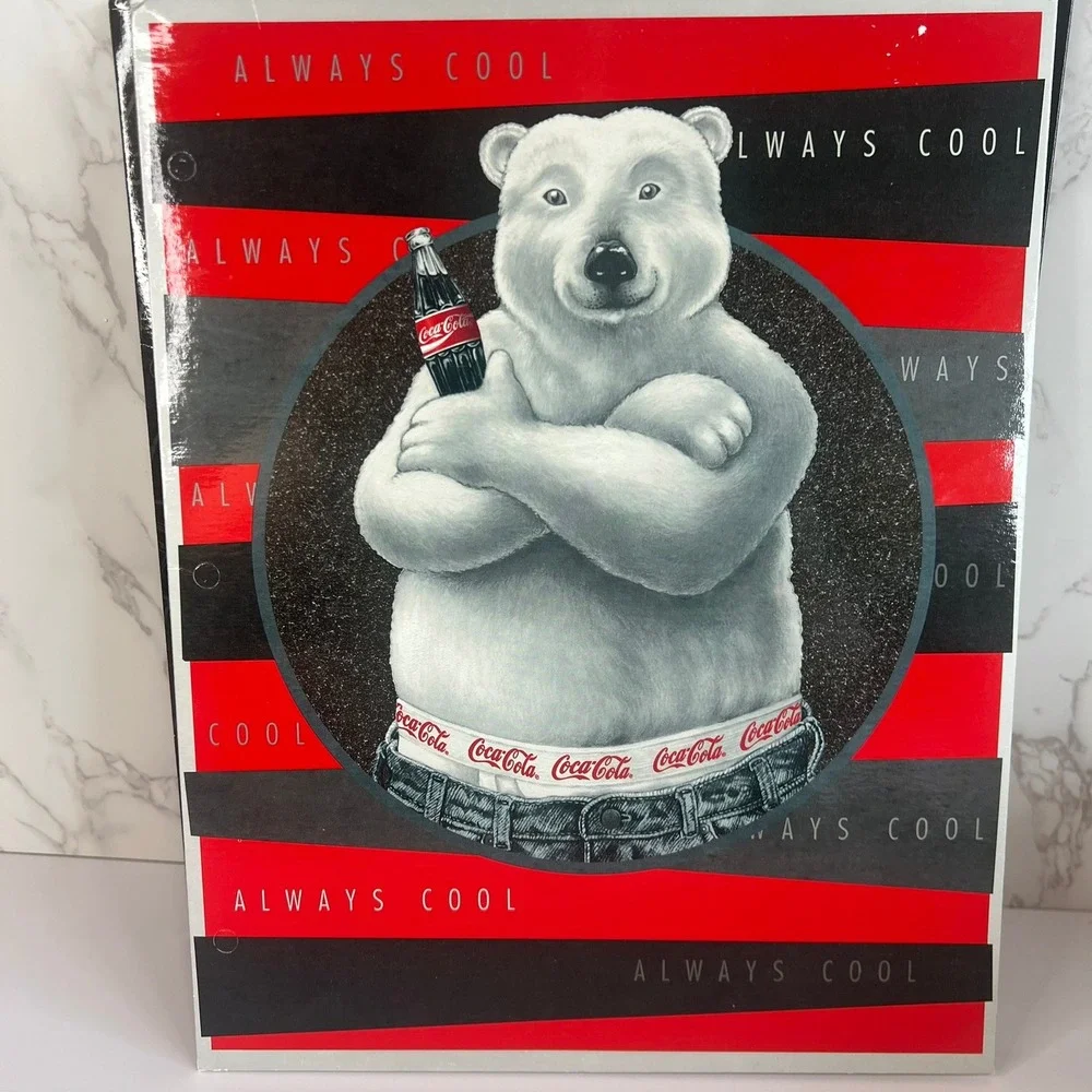 Vintage 1995 Coca-Cola Polar Bear Always‎ Cool Folders Set of 3 Y2K 3-Hole Punch